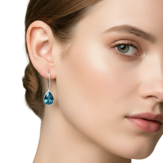 NEW blue cz silver plated CZ earrings