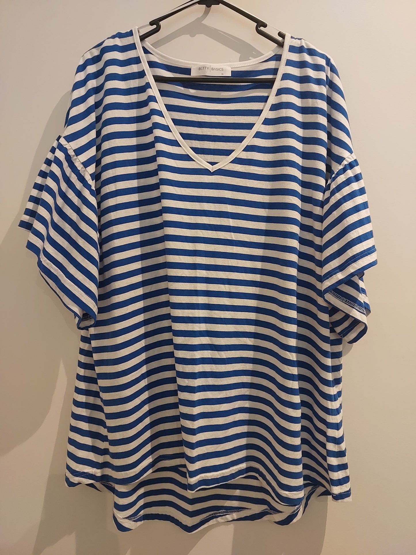 Betty Basics navy & white striped T, size 16