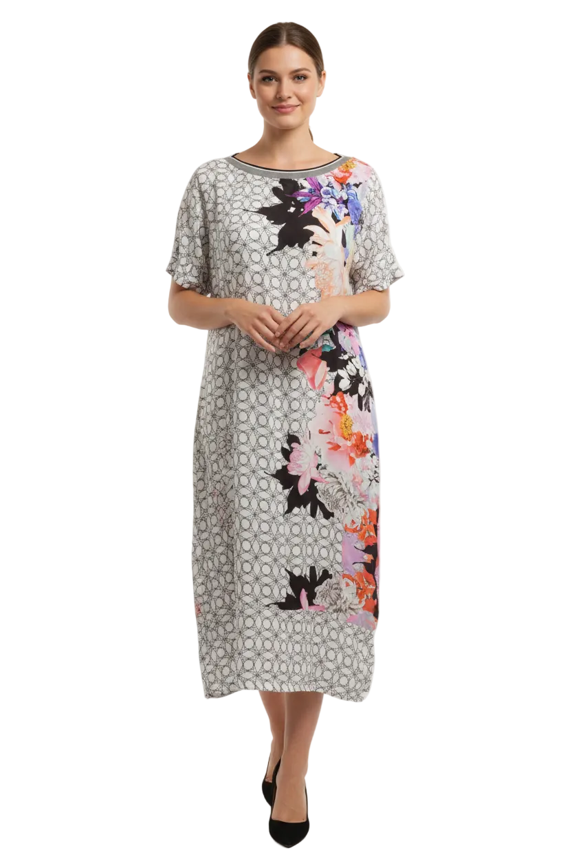 Verge black & white floral midi dress size 12