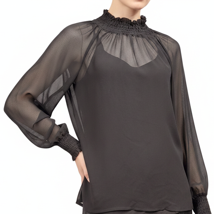 Pretty Basics by Augustine black chiffon top size 10