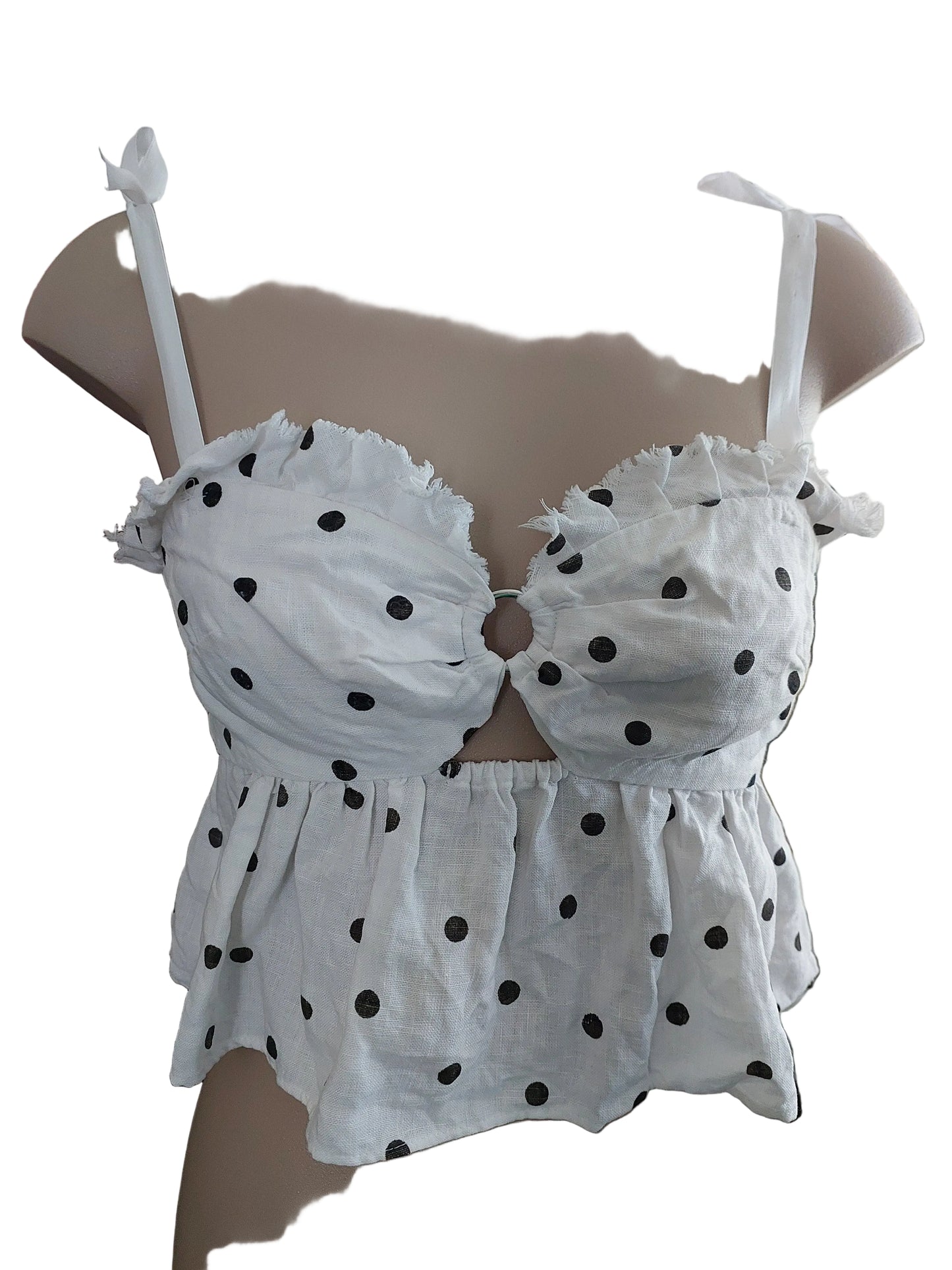 Bec & Bridge white linen spotty top, size 8