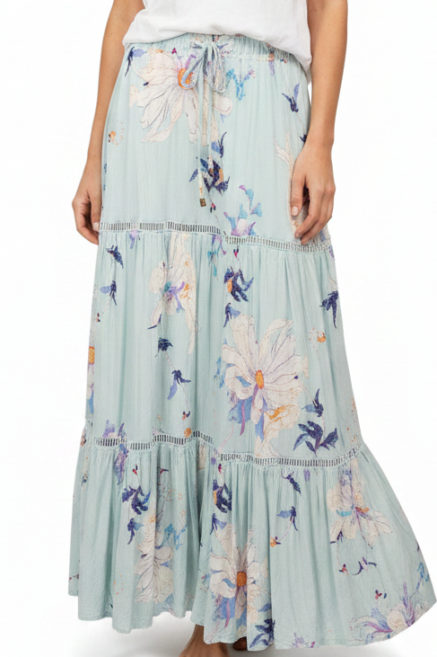 Jaase blue floral maxi skirt, size 10
