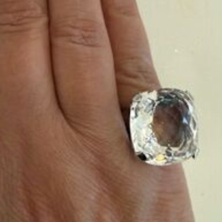 Swarovski silver crystal dress ring, size 6