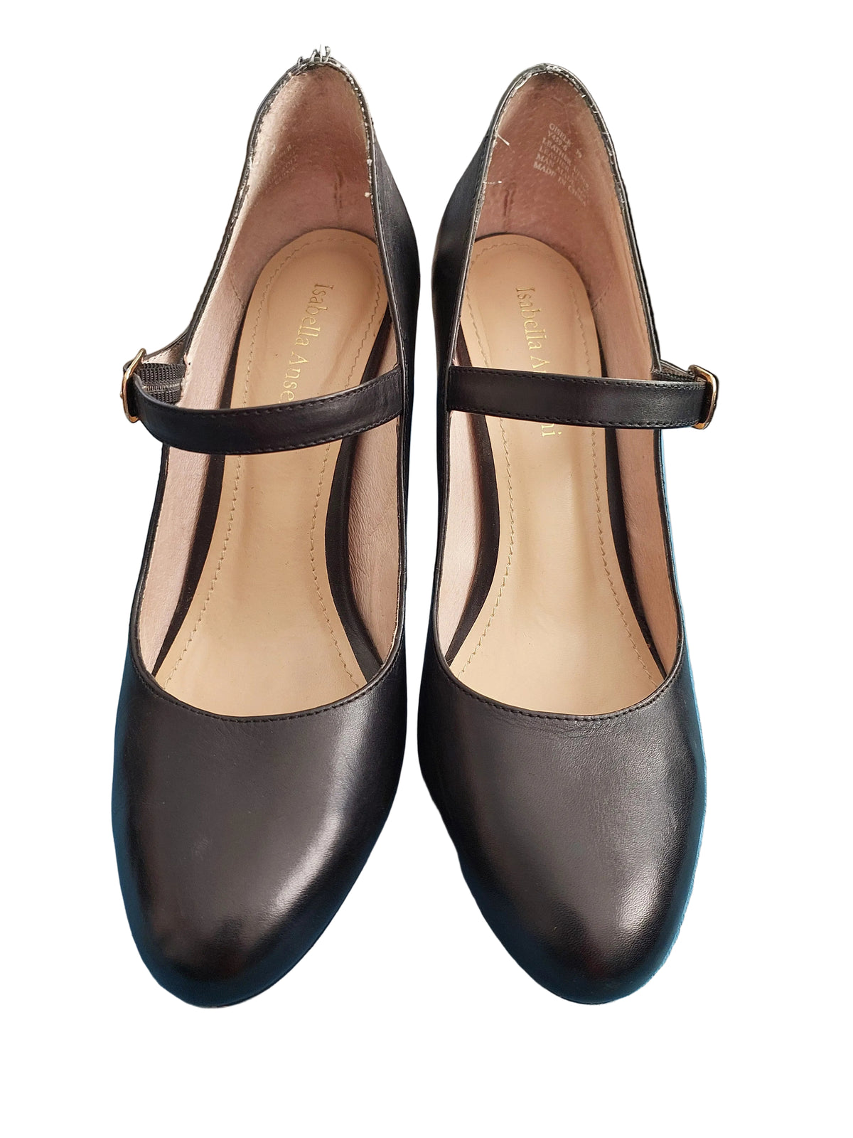 Isabella Anselmi black leather block heels, size 38/ 7