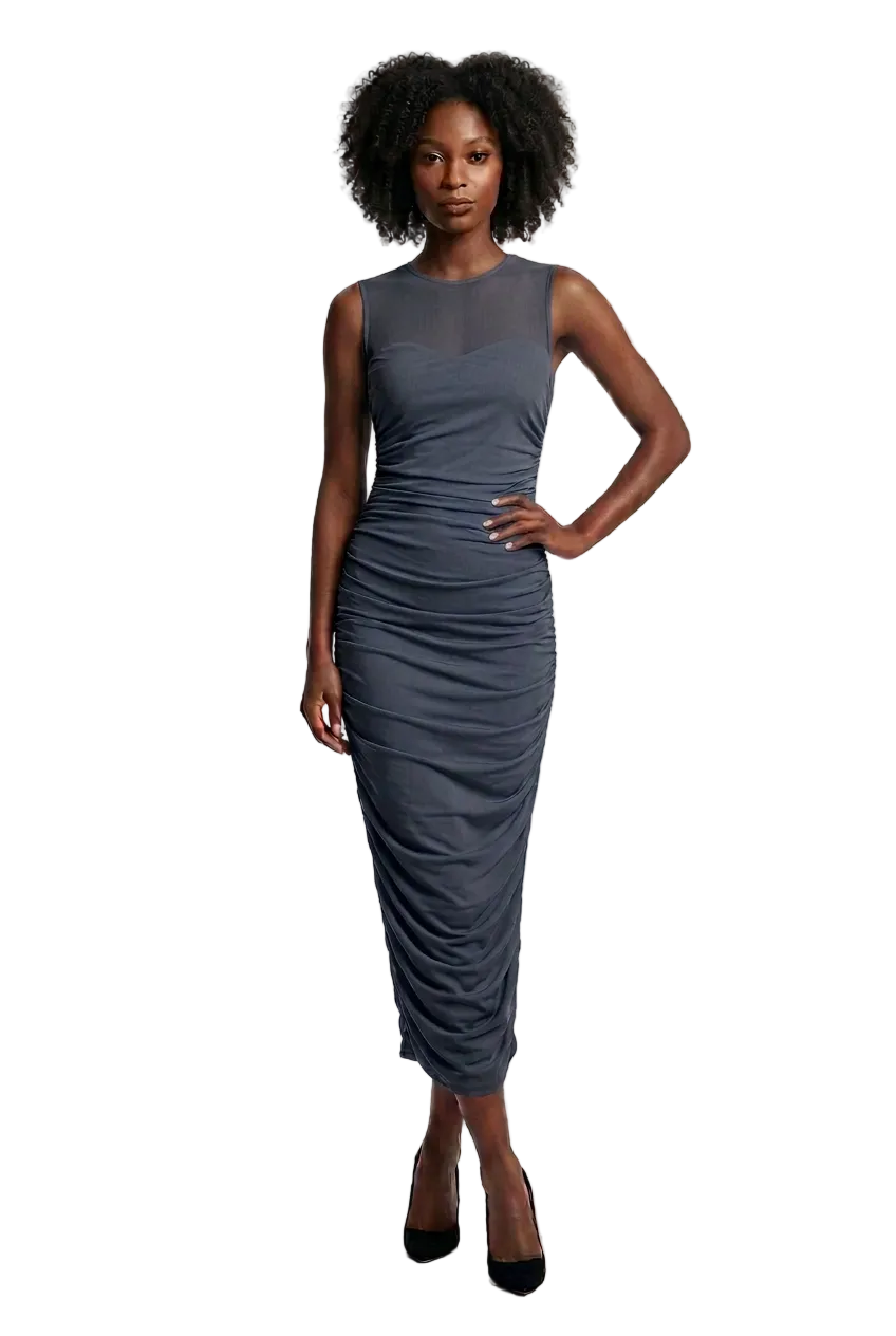 Kookai blue grey bodycon midi dress, size 10