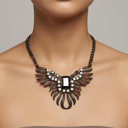 Dark silver statement necklace