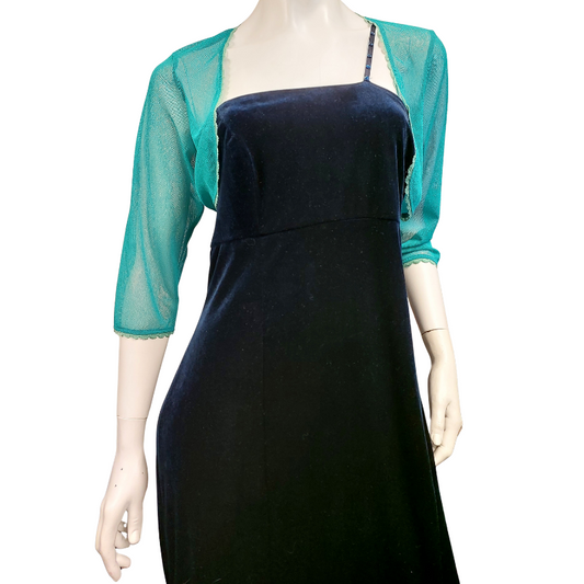 Annah S teal fine mesh shrug, size L, 14