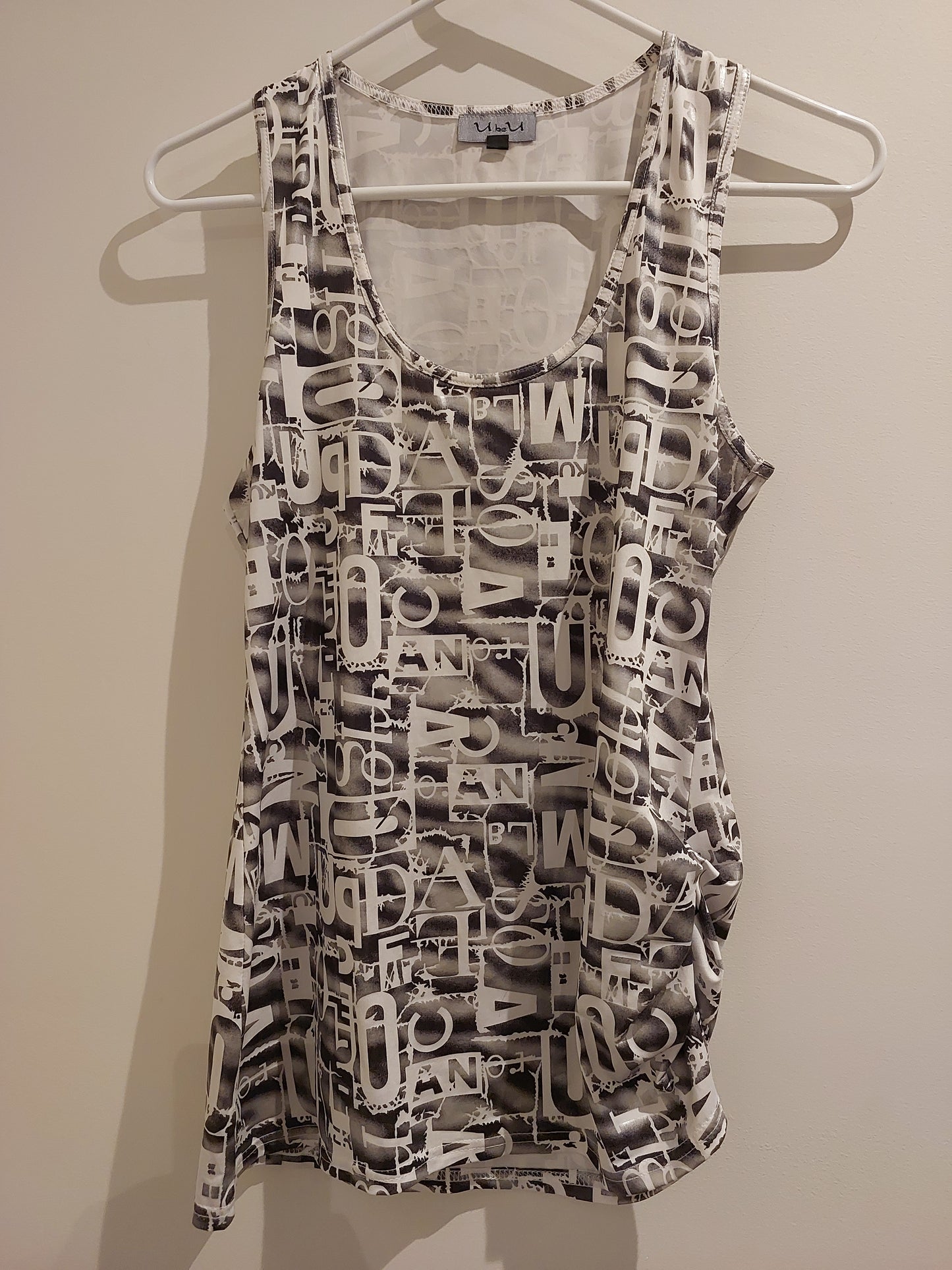 UBU silver & white singlet top, size 8