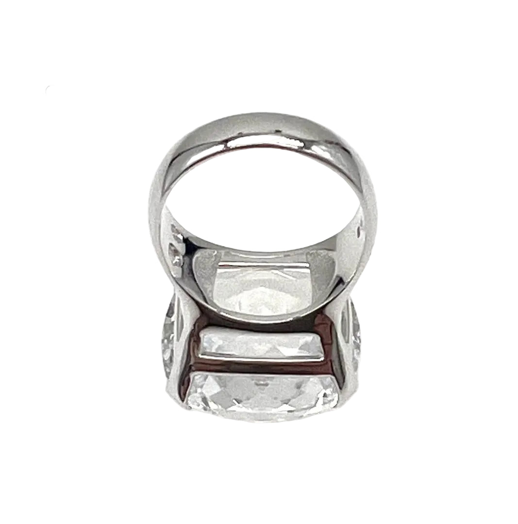 Swarovski silver crystal dress ring, size 6