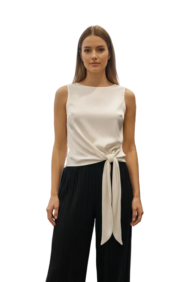 Knuefermann ivory silky top, size M/ 10