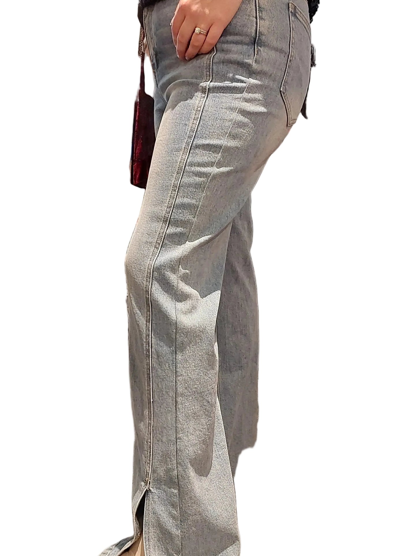 Max light blue stretch wide leg jeans, size 10