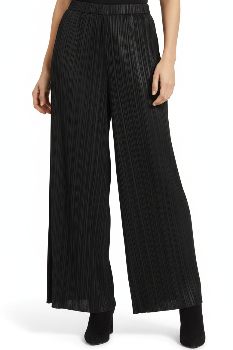 HIRE-Decjuba black silky pleated wide leg pants, size 18