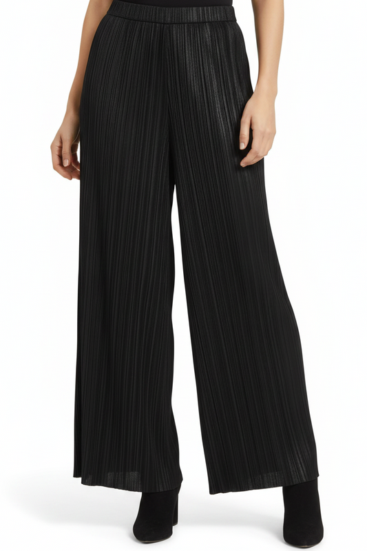 HIRE-Decjuba black silky pleated wide leg pants, size 18