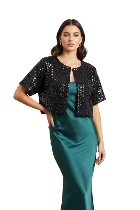 Toby black sequin jacket, size 12