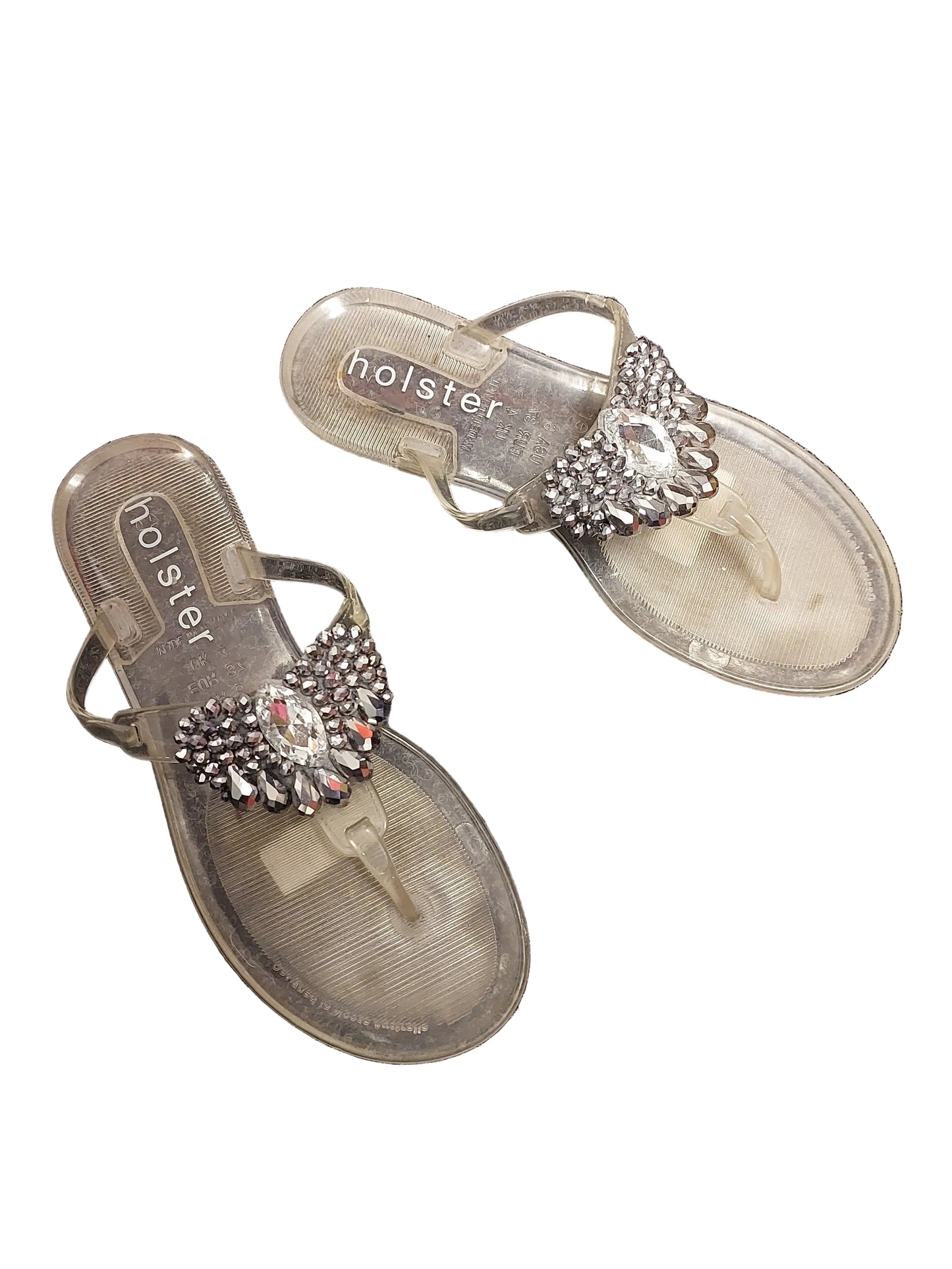 Holster silver bling jandals, size 37