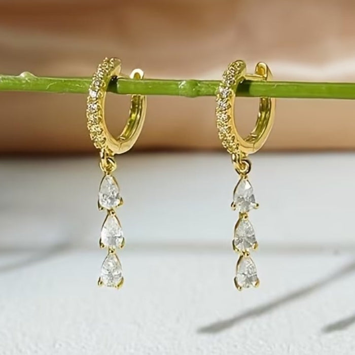 Gold or silver plated stainless steel drop earrings