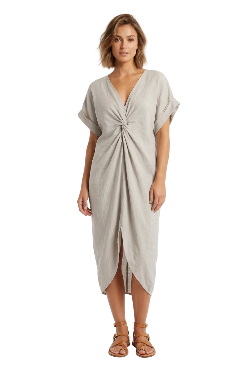 Halo & Hazard grey casual linen dress, size 12-14