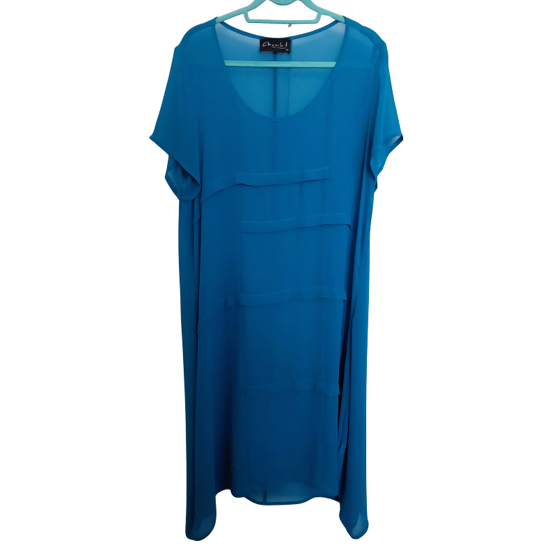 Chocolat teal chiffon dress, size 14