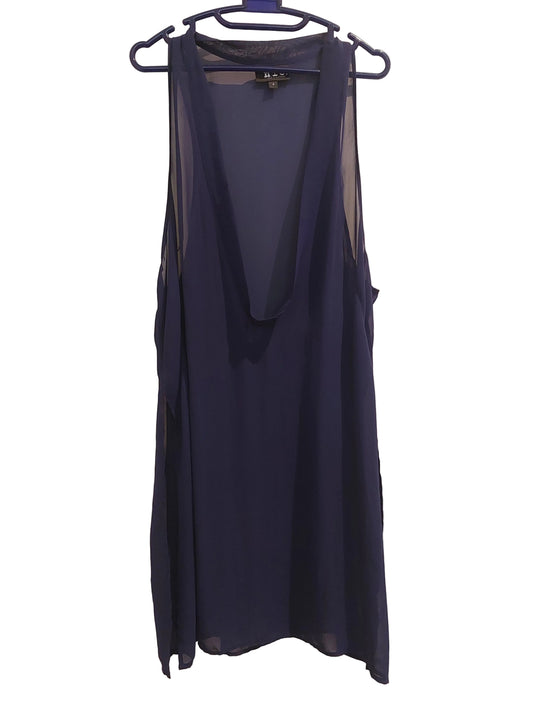 Nicola Waite Designer navy chiffon layering top, size 4/14