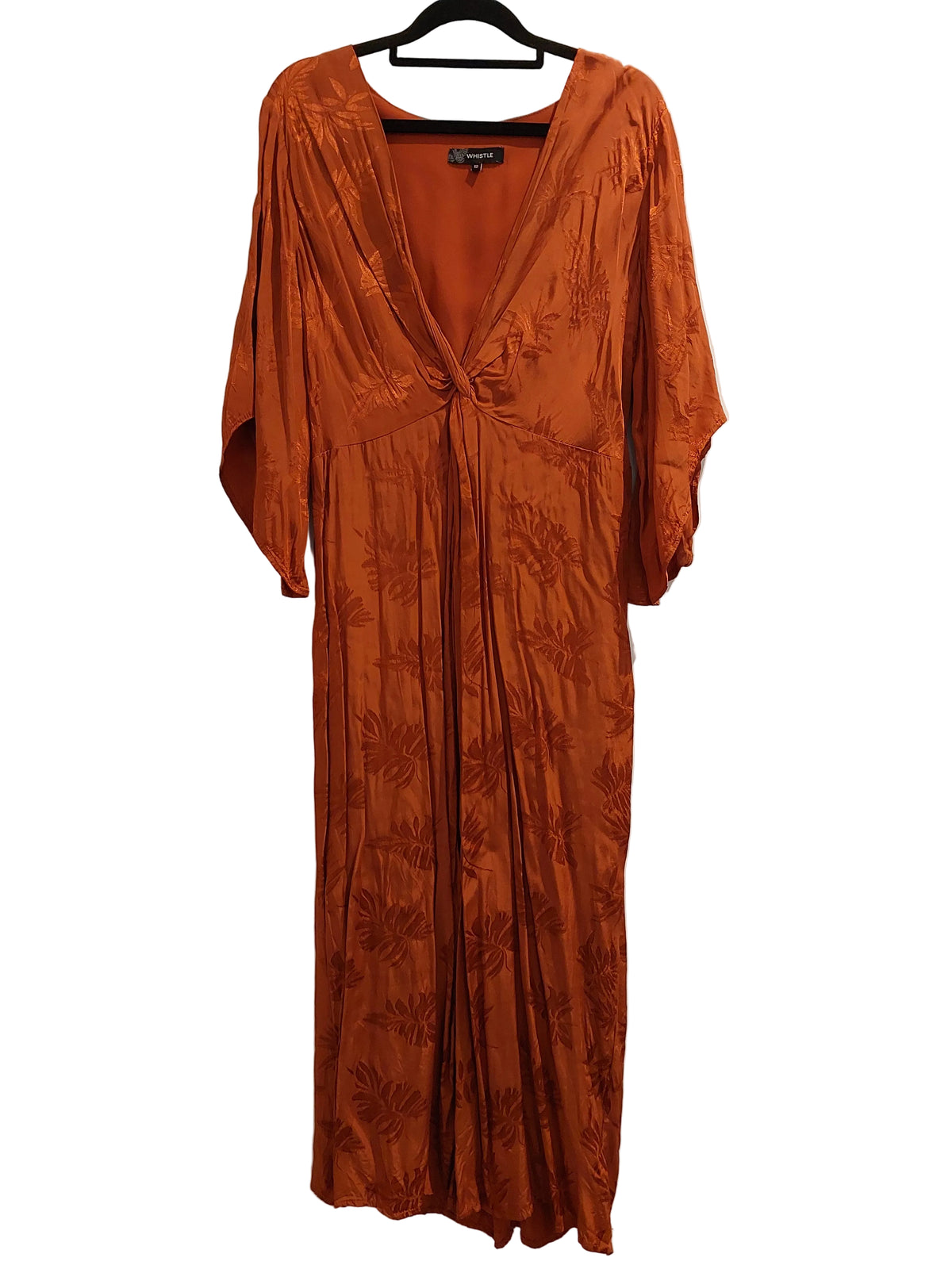Rust silky midi dress, size 12
