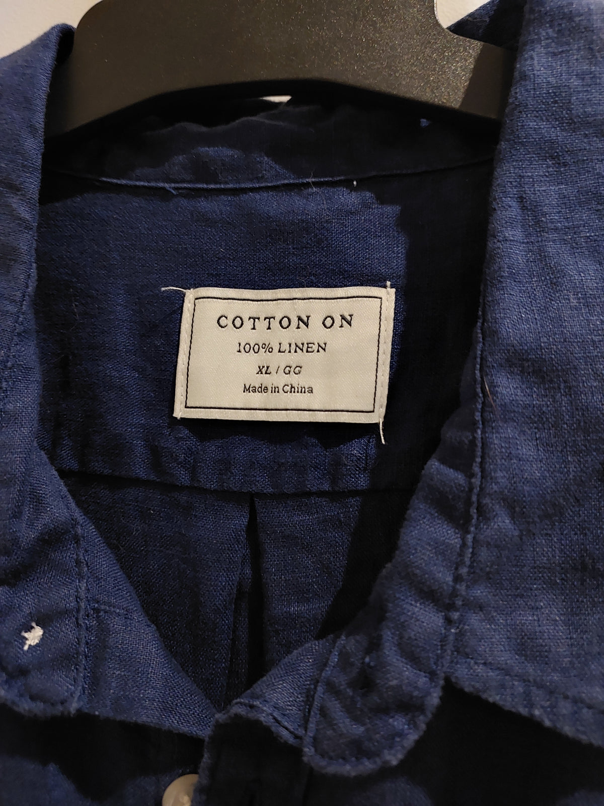 Cotton On men's blue linen shirt, size XL