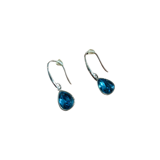 NEW blue cz silver plated CZ earrings