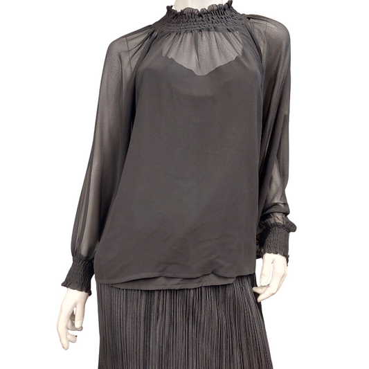 Pretty Basics by Augustine black chiffon top size 10