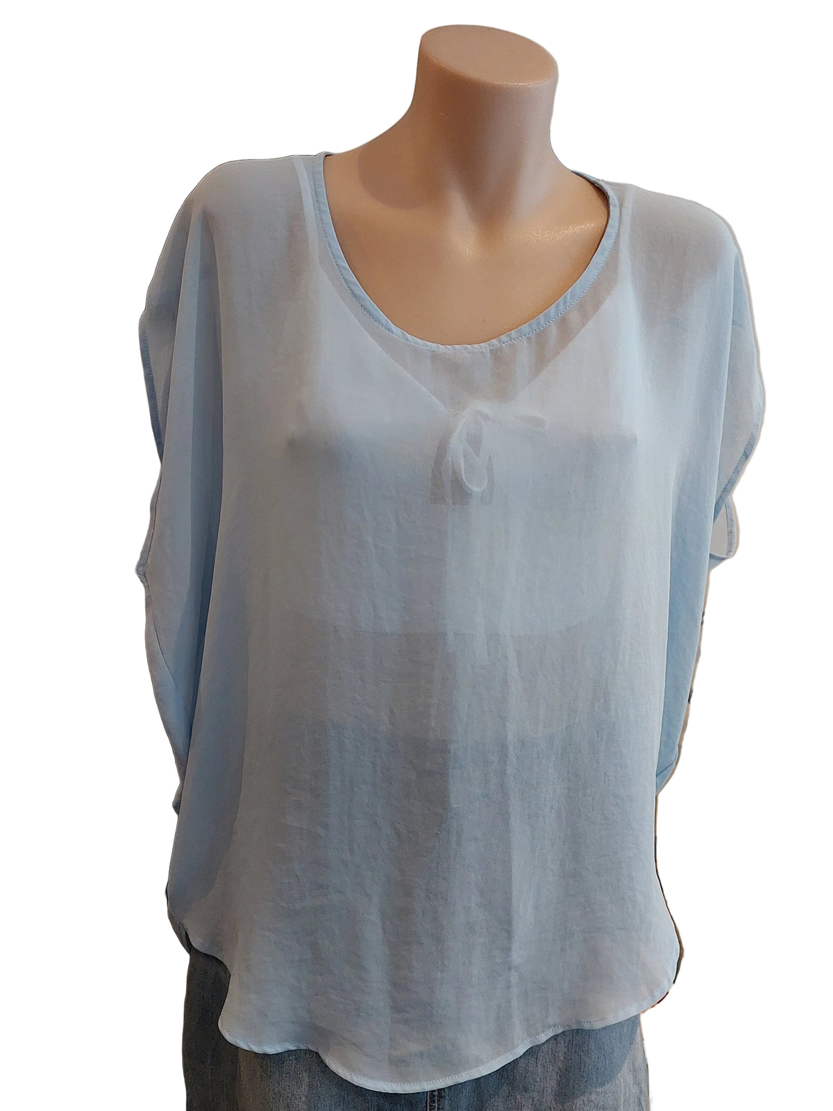 Moochi baby blue chiffon top, size 8