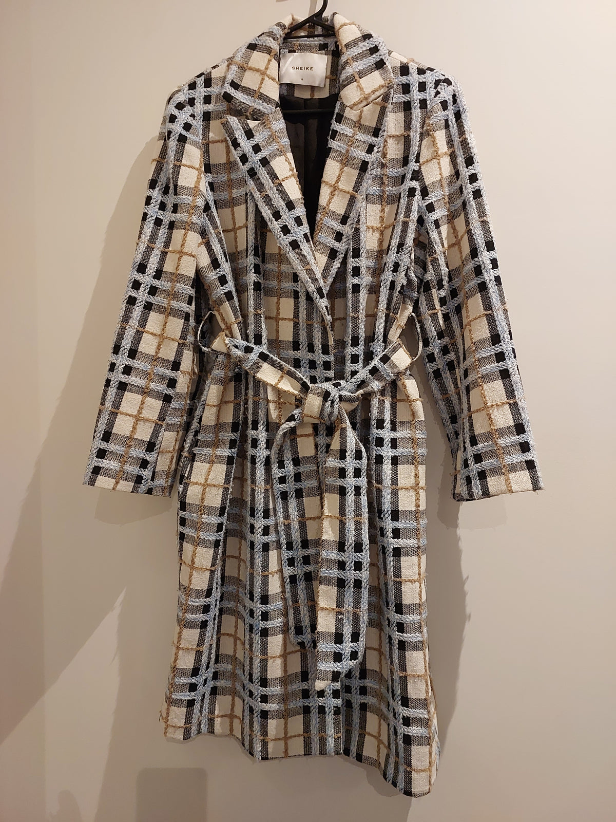 Sheike blue check coat, size 12