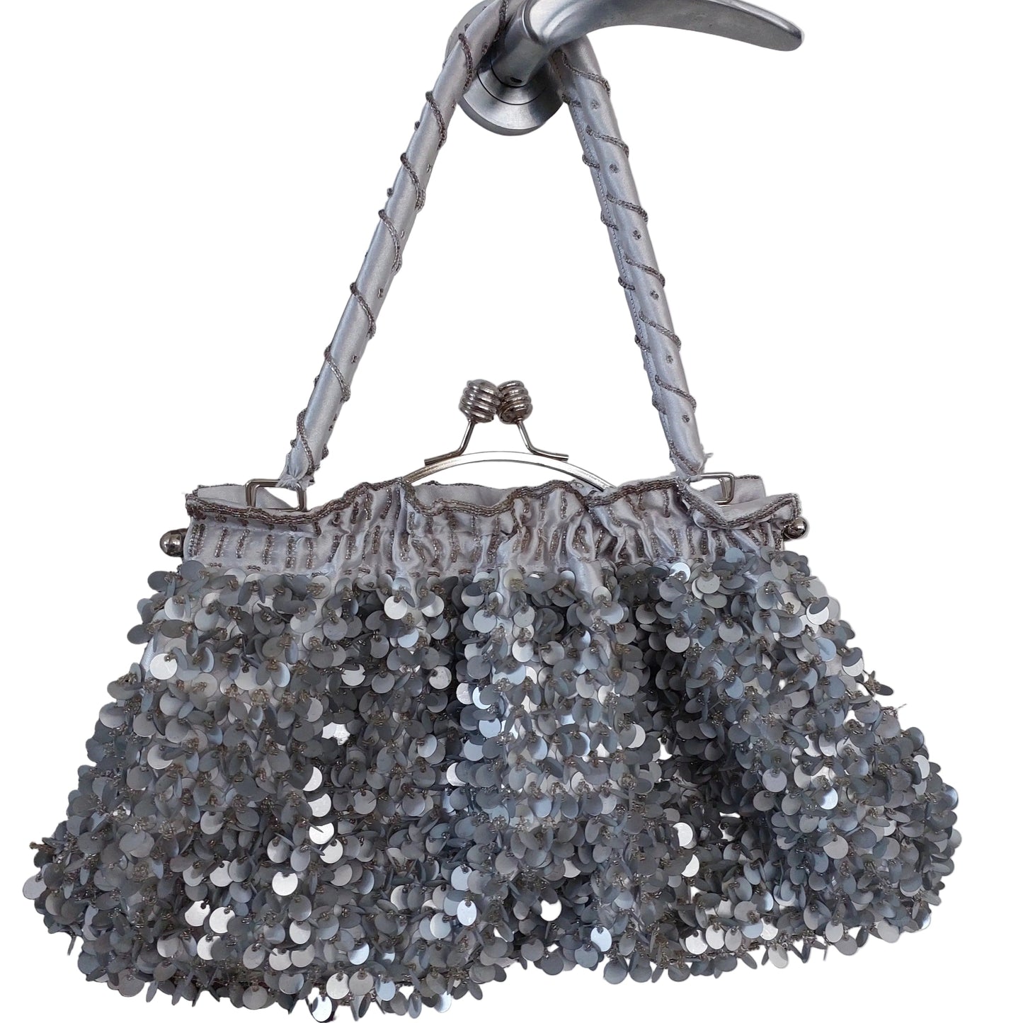 HIRE-Trelise Cooper silver oversized sequin evening bag
