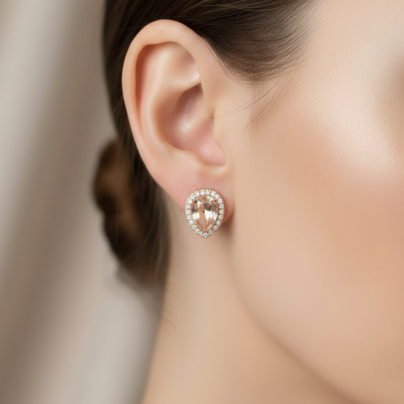 NEW champagne gold plated  CZ clip on earrings