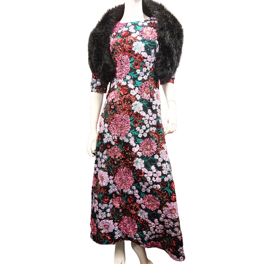 Fashion On The Field winner, Black pink green sequin formal/ball  dress, size 10