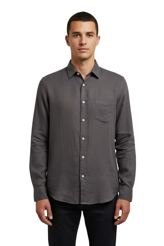 H Brothers men's grey linen shirt, size XL