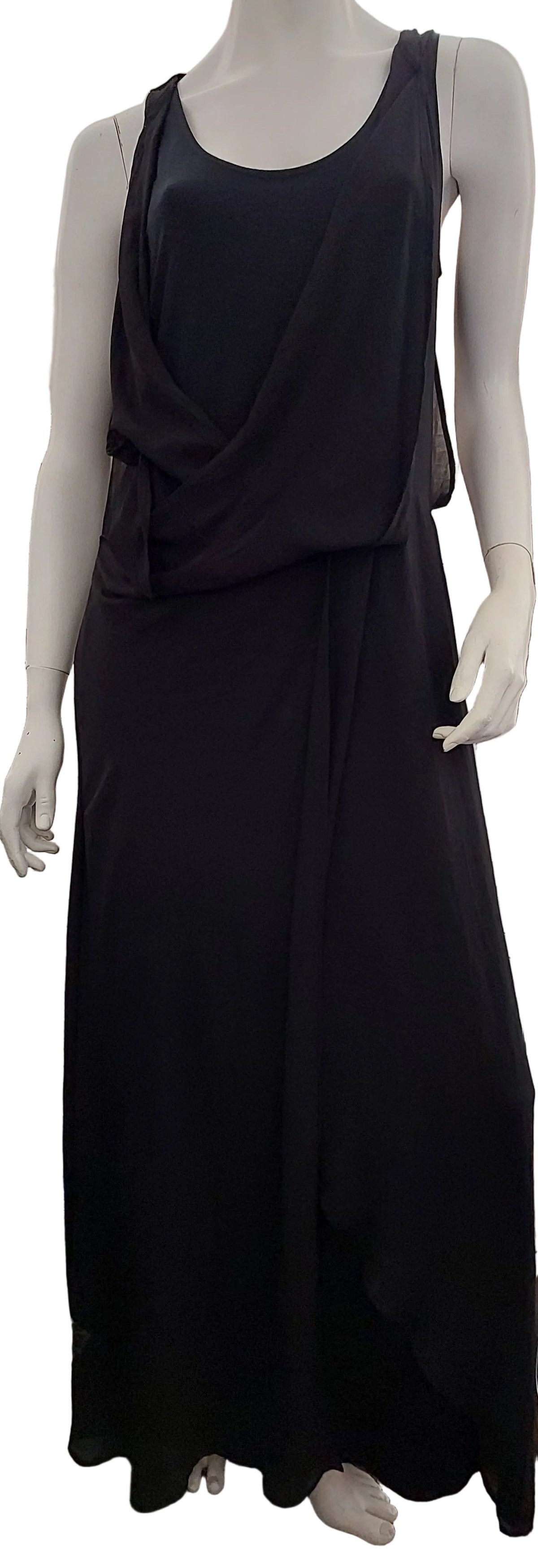 Paula Ryan black bodycon maxi dress, size M, 10-12