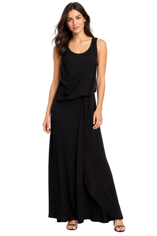 Paula Ryan black bodycon maxi dress, size M, 10-12