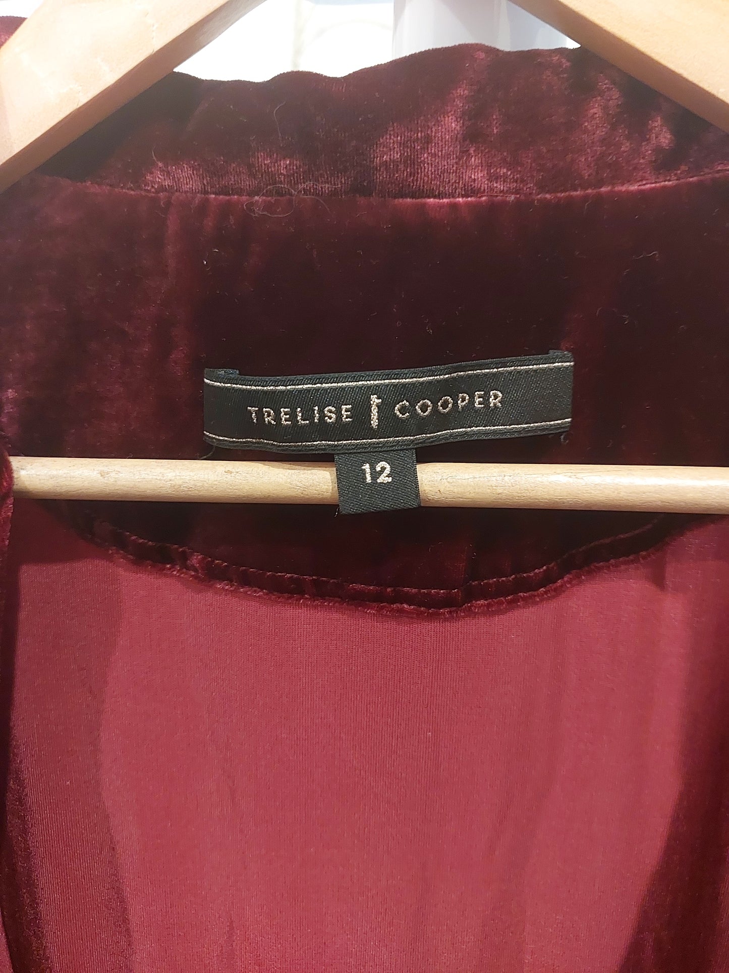Trelise Cooper merlot velvet embroidered  coat, size 12