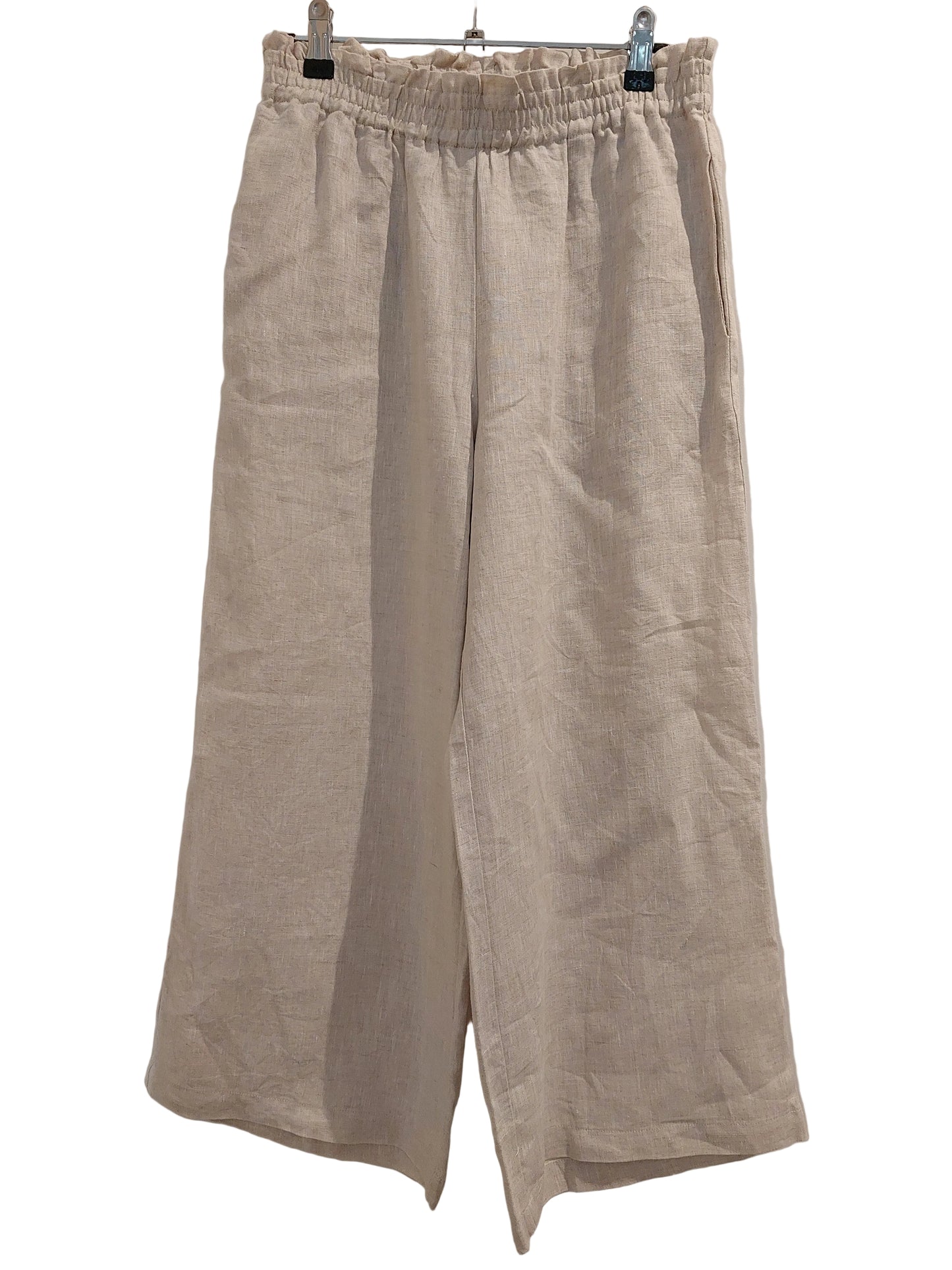 Maglia beige linen wide leg cropped pants, size 8