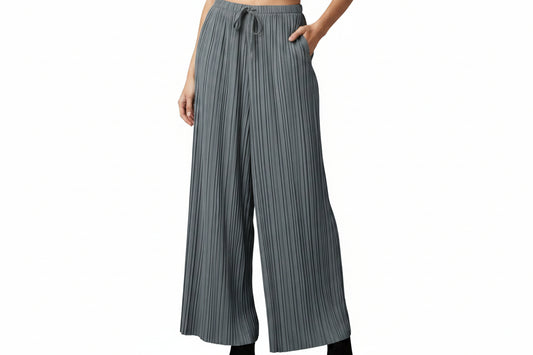 Mineral grey pleated wide leg pants, size 14