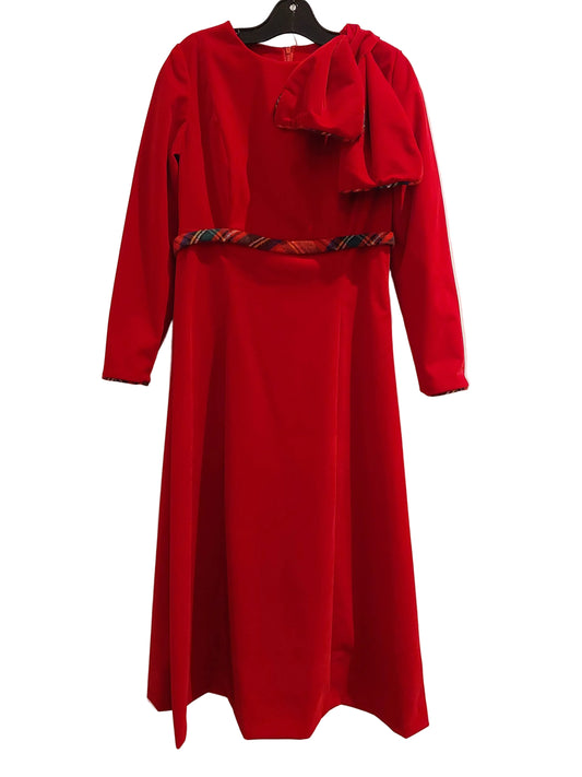 Red velvet midi dress, size 10