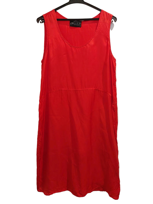 Chocolat red silky slip dress, size 10-12