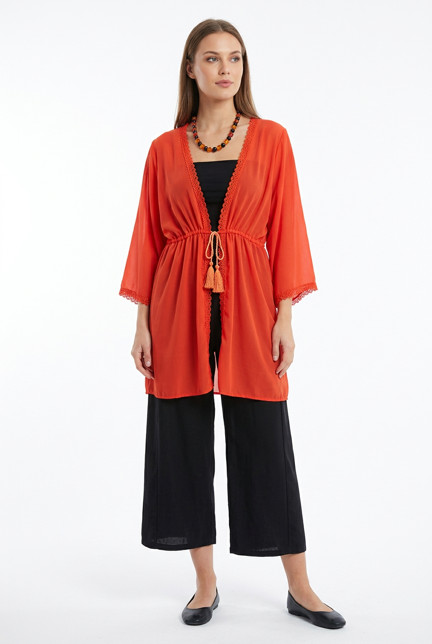 NEW orange chiffon cover-up/layering top, one size, 12-14