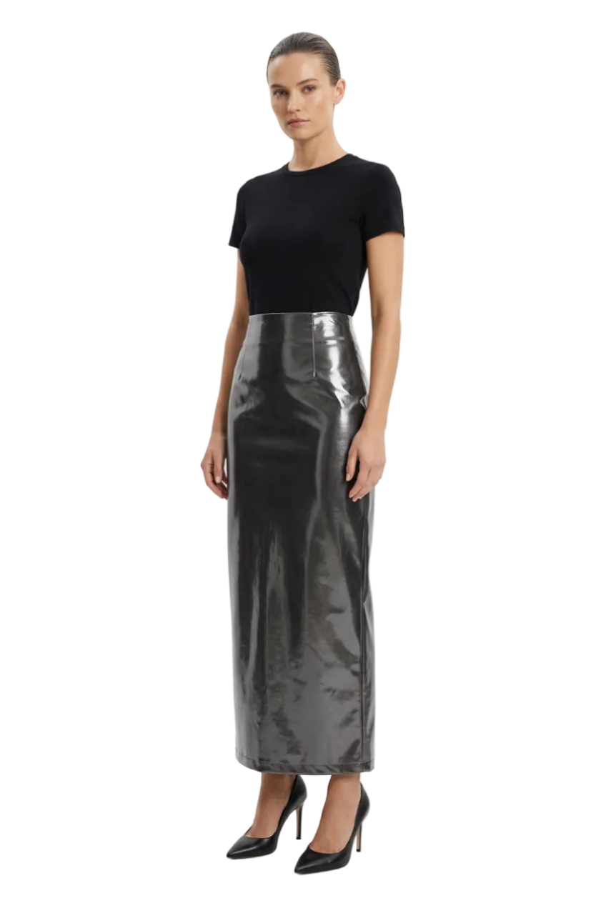 Laura K dark silver maxi skirt, size 10