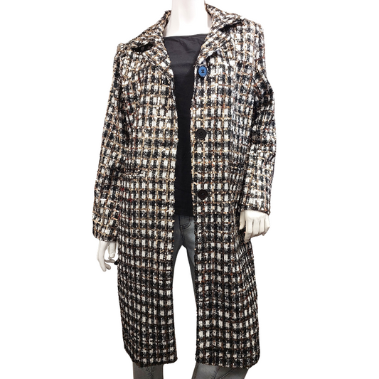 Augustine black gold thread coat, size XL/18