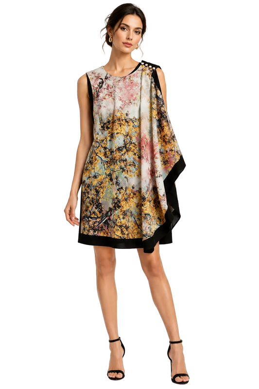 Ted Baker colourful front black dress, size 10