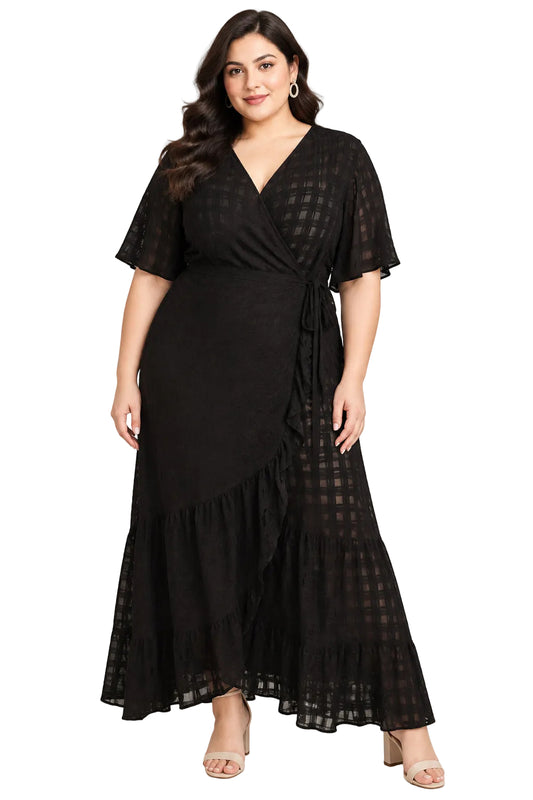 Stella Royal black cross over maxi dress, size 1/14-16