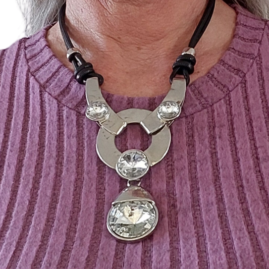 Statement silver CZ necklace