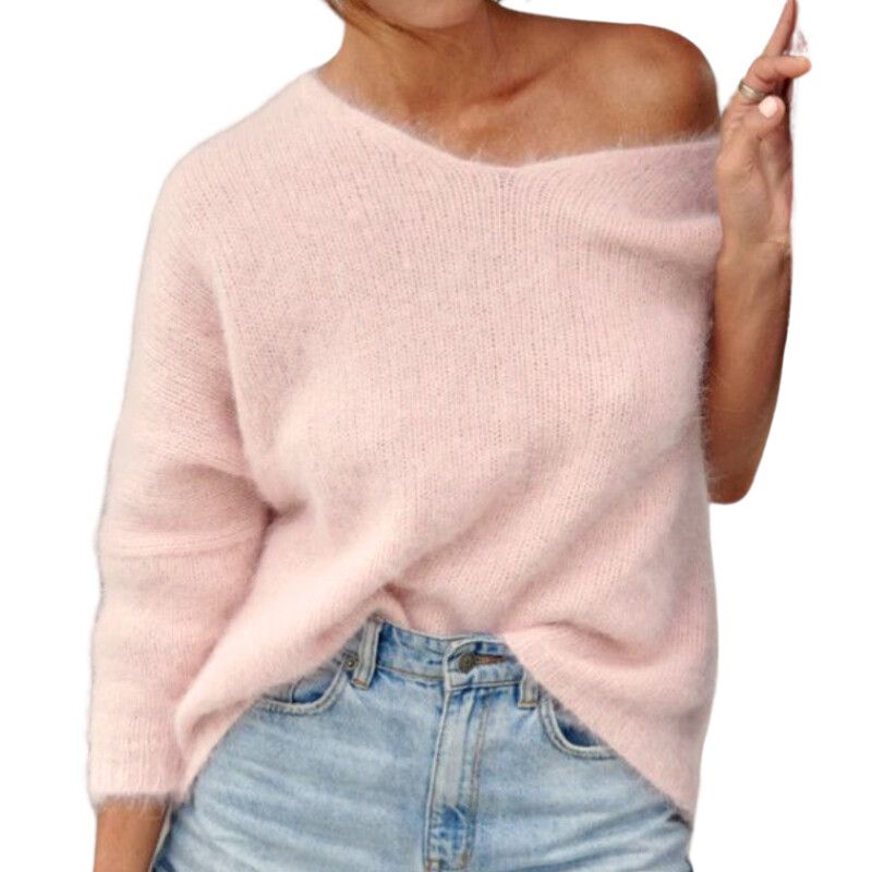 Birds of a feather pink angora jumper, size L/XL