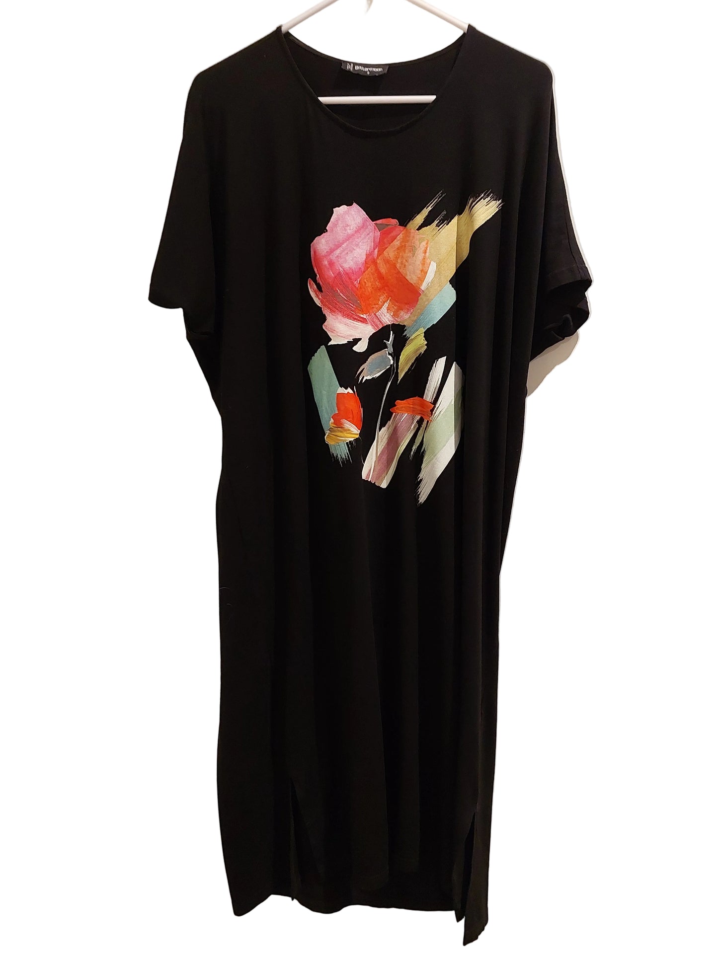 Bittermoon black t shirt floral  print dress size 8/10/12
