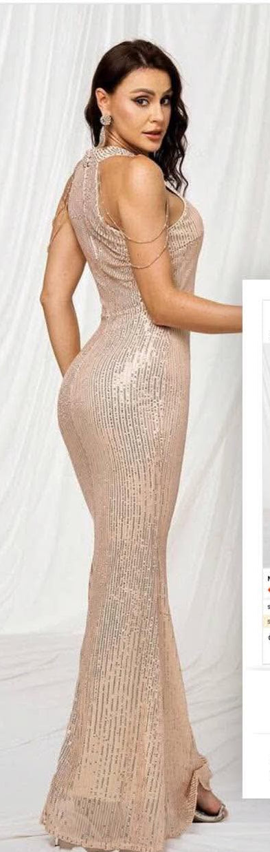 Champagne gold sequin formal/ball dress, size 12