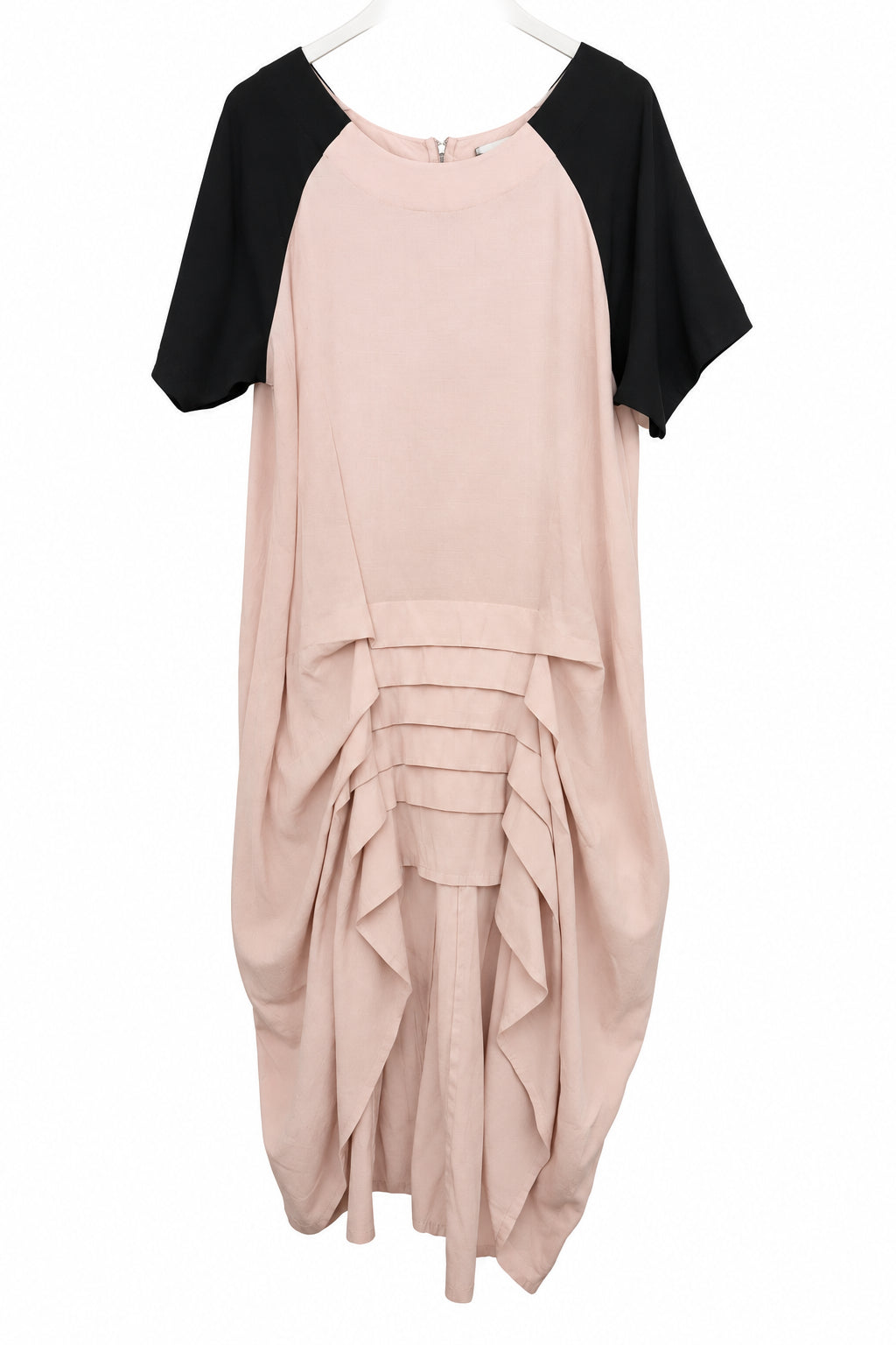 Cameo beige & black high low dress, size L/14-16